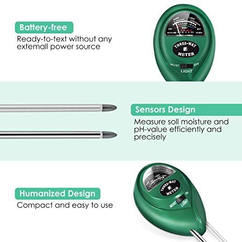 image for Safe2m Soil pH Meter, 3-in-1 Soil Tester Kits with Moisture, Moisture 