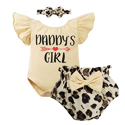 Image of BOBORA Baby Girl Clothes Infant Summer Outfits Ruffle Sleeve Romper and Shorts Pants Set with Headband Cute Baby Clothes Girl
