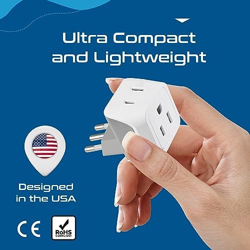 Ceptics Italy Travel Plug Adapter, Chile Plug Adapter with Dual USA Input, Compact Type L Plug Adapter, Safe Grounded Plug, Perfect for Cell Phones, Laptops, Chargers, 3 Pack - CT-12A — view 6
