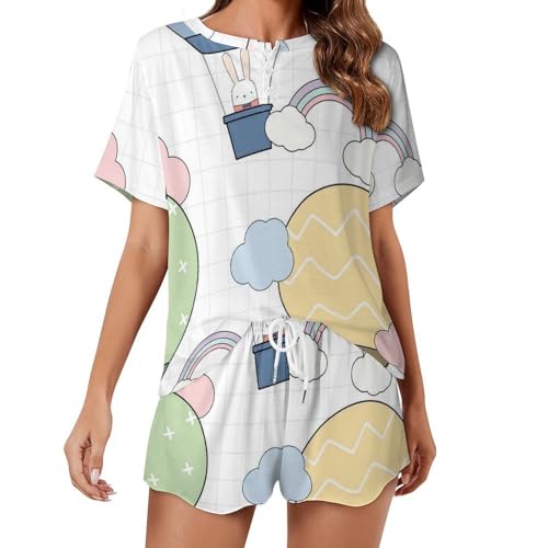 Pyjama femme manches courtes Montgolfière : vêtement de nuit anti-transpiring pour l'été