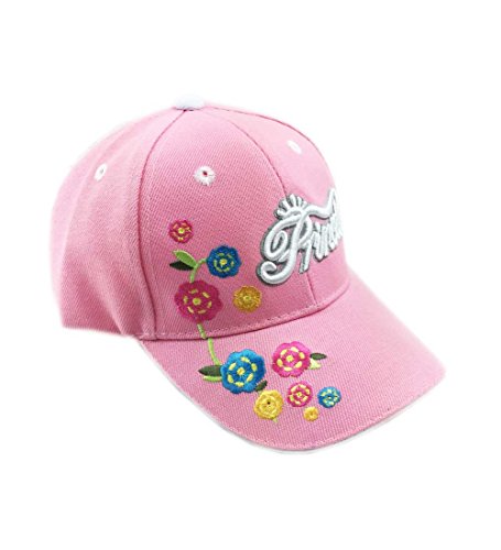 Embroidered Princess Flowers Florals Junior Kid's Baseball Cap Hat (Light Pink) #TOP1