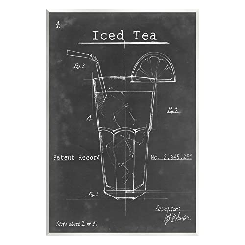 Stupell Industries Iced Tea Patent Diagram Beverage Wood Wall Art, Design by Ethan Harper
