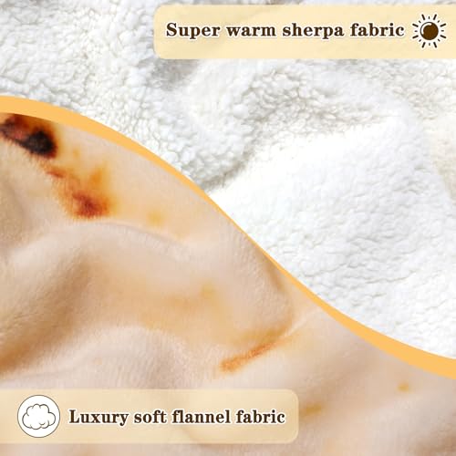 Image of mermaker Sherpa Burritos Tortilla Throw Blanket 71 inches for Adult Teen and Kids, Giant Funny Realistic Food Blankets, Novelty Soft Warm Sherpa Flannel Taco Blanket