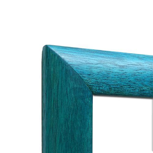 Image of Handmade Blue Wooden Photo Frame, A3 (29.7 x 42 cm) Display for Artworks, Pictures and Photos of Your Loved Ones, Best for Home, Office, Wall Decor, Living Room, Bedroom, Blue Wave