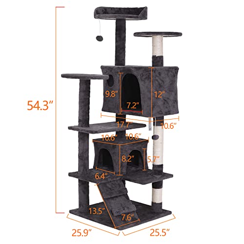 Árbol para gatos multi nivel 54 pulgadas gris miniatura 6