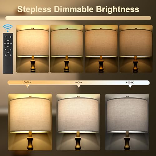 Image of BOBOMOMO 62 inch Rustic Farmhouse Floor Lamp Antique Gold with Remote & Dimmable 9W Bulb, 3 Color Temperatures Resin Standing Lamp, Retro Tall Lamp for Living Room, Bedroom, Nursery, Office, Reading Nook