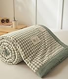 DOTBUY SHOP Couvre Lit Matelassé, Couette Coton Couverture Climatisation Courtepointe d'Été, Courtepointe Doux Réversible Couettes Jeté de Lit pour Toutes Les Saisons (Vert Clair,200x230cm)