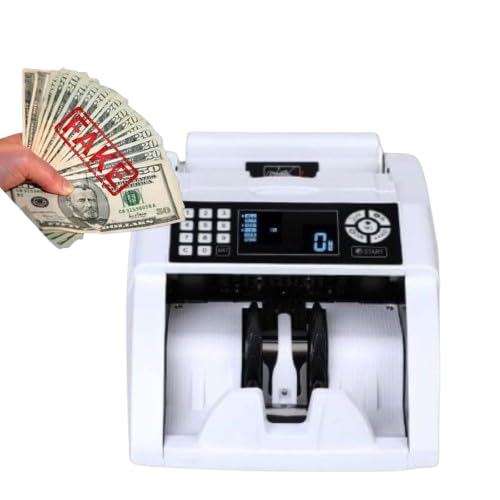 Image of ELCONS Note Counting Machine BANKO-90 | High-Speed Cash Counter 1000 Notes /Min | Fake Note Detection with UV, MG & IR Sensors | Automatic Value Detection | LED Display & Batch Counting (White)