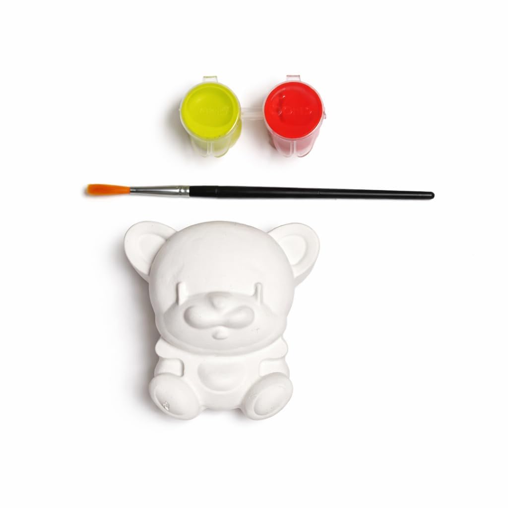 JECOLOP 3D DIY Painting Kit for Kids Paint Your Own DIY Figurine Craft Set Art & Craft Kit with Colors & Brush-Multiple Themes Creative Birthday Gift for Boys & Girls Age 6-12, 8-10 (Teddy Bear)