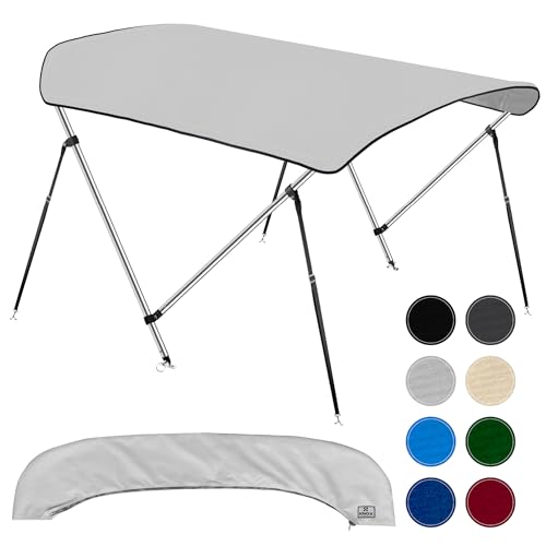 KNOX 2 Bow Bimini Tops for Boats, Boat Canopy Kit, 900D Canvas, Stainless Steel Bimini Top Hardware, Storage Boot, Fits Most Small & Inflatable Boats, 63