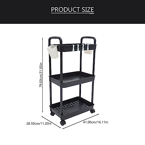 Tofficu Carrinho de armazenamento de 3 andares carrinho de armazenamento fino com rodinhas organizad