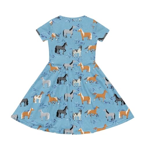 Image of Short Sleeve Dress for Girls with Pockets Cute Toddler Girl Clothes Summer 2-12