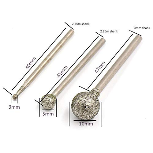 Diamantbesetzter Kugelfräser 2,35 X 3 Mm – 5 Stück, Für Glas, Fliesen, Stein & Gravur
