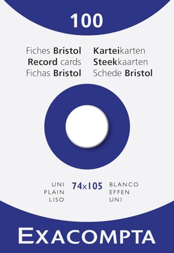 Exacompta   13300B   Caja de 100 fichas cartulina lisa sin perforar   formato 74 x 105 mm   compatible con impresoras inkjet, láser y fotocopiadoras   color blanco