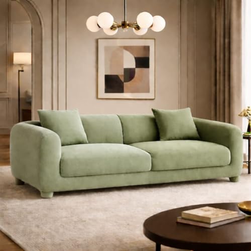 Image of Luxury Velvet Contemporary Sectional Sofa Set with Chaise Lounge & Cushions - Perfect for Living Room, Guest Room & Office (1, Green)