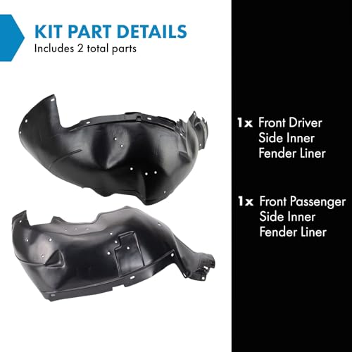 Image of TRQ Front Inner Fender Liner Set Compatible with 2003-2006 Chevrolet Avalanche 1500 Silverado 1500 2007 Silverado Classic 2003-2004 2500 GMC Sierra Sierra Classic GM1246110