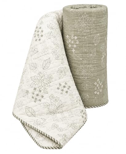 Image of RRC Floral Print Cotton Jaipuri Comforter for Single Bed | White & Green Lightweight AC Rajai | Soft Breathable 200 GSM Quilt | Summer Comforter Pack of 1