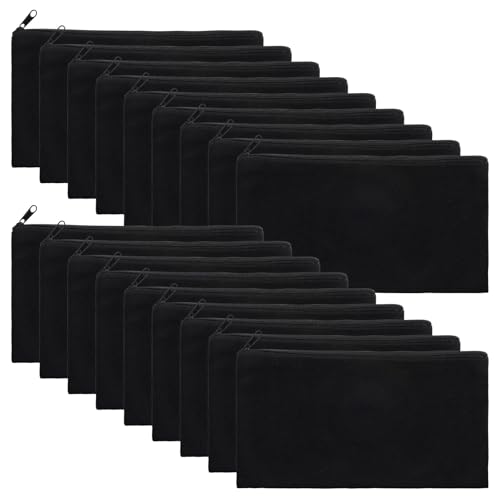 Image of 50 Pack Canvas Zipper pencil Pouch Bulk Blank DIY Craft Bag canvas makeup Pouch Multipurpose Toiletry Tote Bag for Makeup Travel Cosmetic Stationary Storage(Black)