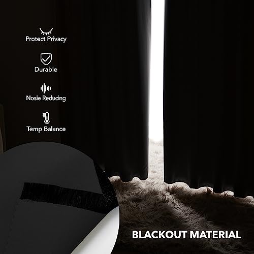 Deconovo Blackout Short Curtains, Black Rod Pocket Curtains, Curtains 45 Inch Length, 38 X 45 Inch, Sun Blocking Thermal Drapes For Living Room, Window Curtain For Bedroom, 2 Panels #TOP6