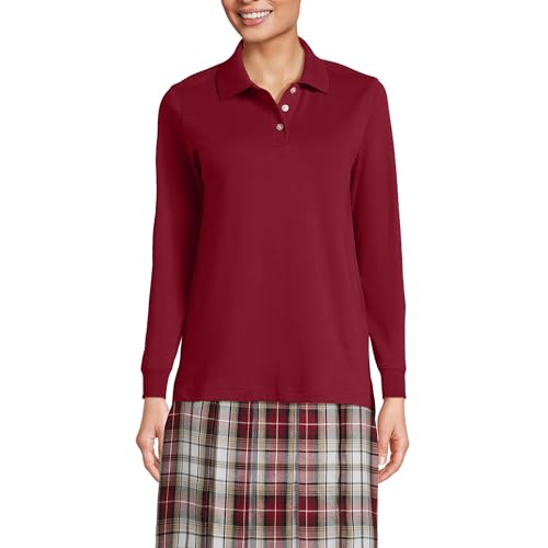 Image of Lands' End School Uniform Kids Long Sleeve Interlock Polo Shirt