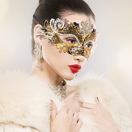 Image of Coddsmz Couples Venetian Masquerade Mask Set Luxury Style Princess Party Mask for Couples Women and Men Mardi Gras Masks