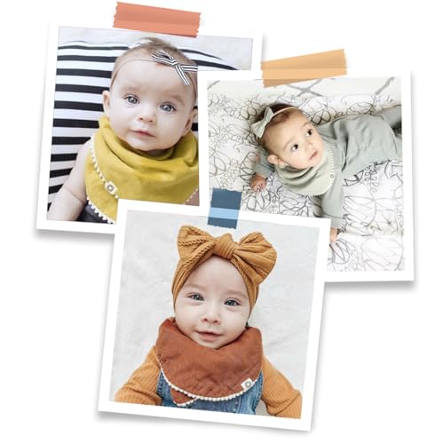 Kishu Baby Indi - Fairtrade Organic Baby Bibs for Girls or Boys - Rounded, 4-Way Reversible, 8 Layer Muslin Drool Bibs3