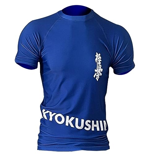 Kyokushin Rash Guard Short Sleeve Men's Compression Shirt BJJ Blue Athletic Jiu Jitsu Sports4