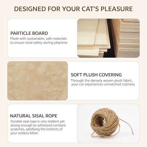 Homiflex Cat Wall Furniture, 16 in 1 Cat Shelves w/Tunnel & Bridge, Beige by Homiflex - Used condition - Image 7