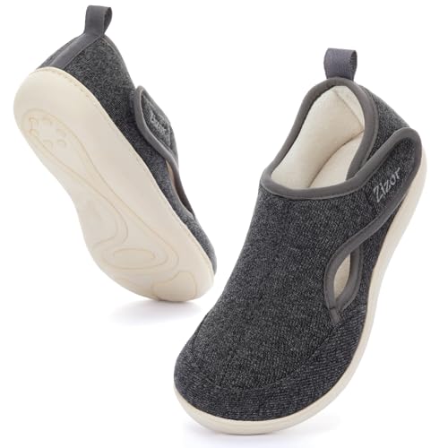 Zizor Women's Summer Velcro Adjustable House Shoes Slippers Indoor Outdoor Memory Foam (Cool Grey, Size 7)