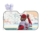 人気 大谷翔平 サンシェード 車フロント ガラスカバー 遮光 断熱 車用 紫外線カット 簡単着脱 吸盤 車用サンシェード 保護四季用 雑貨 140*76cm