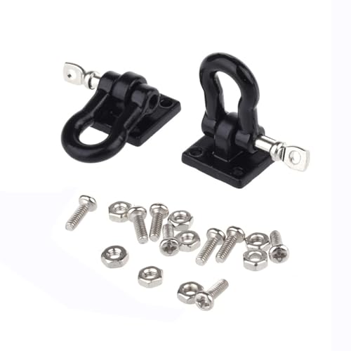 AMOGOT RC Trailer Chain Tow Hook Rope Buckle Winch Shackles for RC 1/10 Crawler TRX4 Axial SCX10 90046 Wraith 90081 Tamiya D90 TF2 CC01 Truck RC Decor Parts Black3