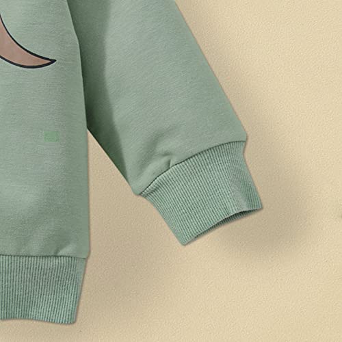 Moletom feminino forrado de lã infantil manga comprida tops outwear estampa de dinossauro verde roup