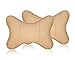 Produktbild DSstyles 2 Stück PU Leder Nackenkissen für Autositz Kopfstütze Kissen 28x18cm Auto Nackenkissen (Beige)