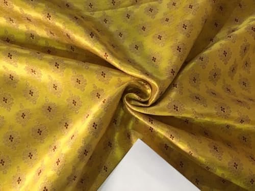 Tissu en soie brocart or bordeaux 111,8 cm coupon au yard BRO797