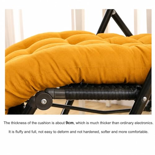 Image of KYNE Rocking Chair Cushion 18 x 50 Inch Thick Tufted Chair Cushion with Backrest and Seat Pad Soft Premium Fabric Polyester Filling Non Slip Indoor Outdoor Rocking Chair Replacement Cushion (Yellow)