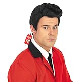fun shack 50's Men's Black Wig with Sideburns, 1950s Costume Wig for Men, Retro Black Wig for Boys, One Size
