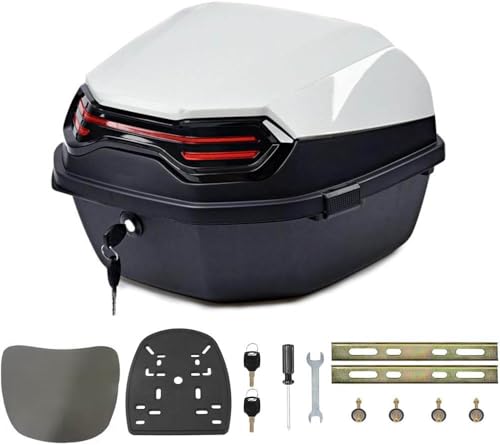 Generico Baule Motociclo Bauletto per Moto Scooter 35L Bauletto,Bauletto Moto Impermeabile,Adatto per Scooter/ciclomotori/Moto,con Schienale,con Serratura di Sicurezza,Bianca