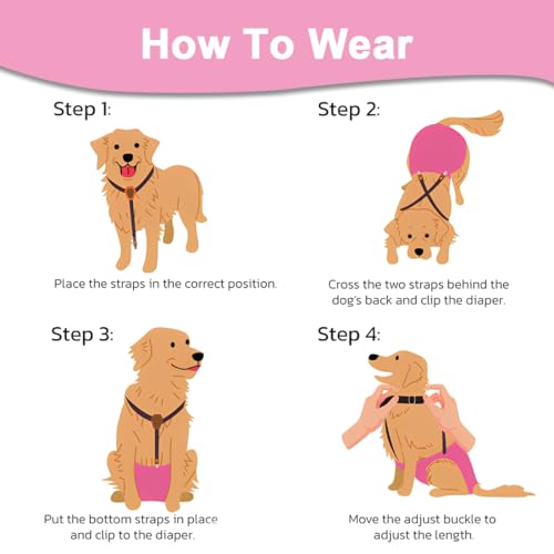KEMUZ Höschen für weibliche Hunde, Windeln für weibliche Hunde, Hosenträger für Windeln und Bänder für Hunde, Hosenträger für Menstruationshosen für Haustiere, verstellbar und mit guter Elastizität (D
