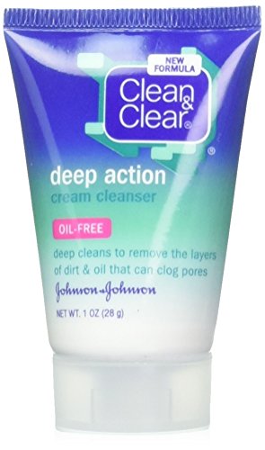 Clean & Clear Deep Action Cream Cleanser - Travel Size, 1.0 Ounce (2-Pack)