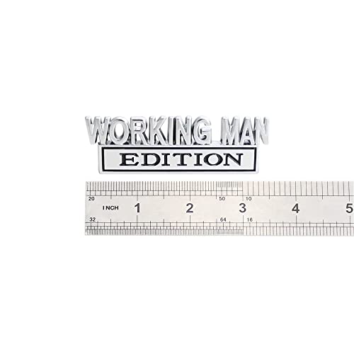 2 Pcs Working Man Edition Emblem 3D Metal Badge Decal Sticker Fit For Universal Car Truck Suv Side Rear Front Hood Trunk Door (Silver Black) #TOP2