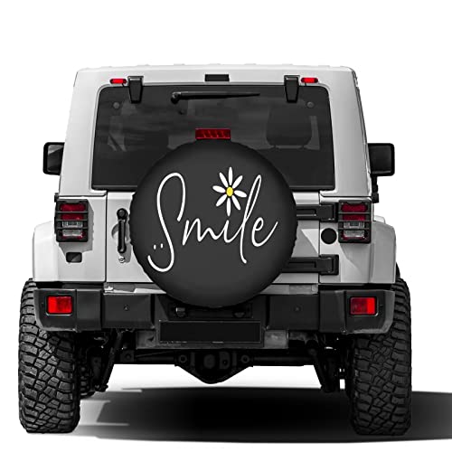 Image of Delerain Spare Tire Cover Smile Daisy Wheel Covers Waterproof Dust-Proof UV Sun Universal Fit for RV Trailer RV SUV Truck and Many Vehicle (17 Inch for Diameter 31 inch-33 inch)