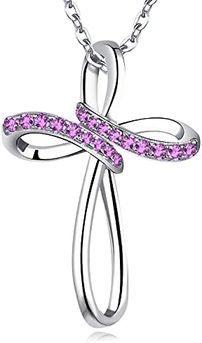 JO WISDOM Cross Necklace,925 Sterling Silver AAA Cubic Zirconia Crucifix Celtic Cross Pendant Necklace,Jewellry for Women