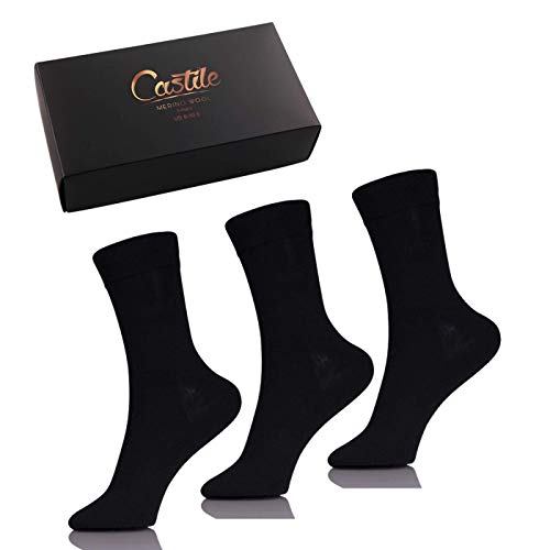 Castile Merino Wool Men Socks, Black, US 8-10.5