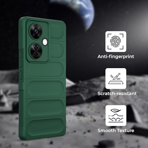 Image of A rtistque Liquid Silicone Stripes Back Cover Case for OnePlus Nord CE 3 Lite 5G | with Camera Protection | with Inner Fabric | Anti Slip Grip | AirBag Case - Green