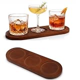 Cabilock 3-Slot Wooden Wine Flight Board, Solid Wood Tasting Paddle Serving Tray for Whiskey Tequila Beer Sampling, Bar Party Entertaining