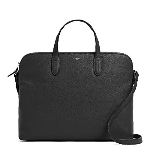 Le Tanneur, porte documents, sac ordinateur 14 pouces, en cuir grainé, sophie, femme, poche plate, poche zippée, poche ordinateur moussée, poche plate avant, arrière, bandoulière amovible et ajustable