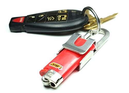 Screwpop Bic Mini Lighter Holder Keychain Multi Tool with Carabiner Clip and Bottle Opener Stainless Steel Construction (Lighter Not Included)