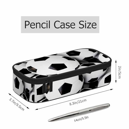 Image of Footballs Pencil Case Soccer Ball Stacked Outdoor Sport Pencil Bag Pen Markers Pouch Holder Organizer for Boy Girl School Students