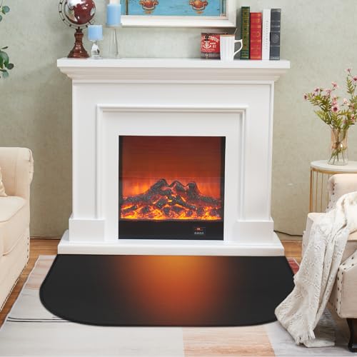 HIULLEN Kaminbodenplatte Halbrund, 80x50cm Funkenschutzplatte Für Kaminofen, Feuerfeste Unterlage Feuerfeste Matte, Hitzeschutzmatte Bodenschutzmatte, Zum Schutz des Bodens Vor Funken