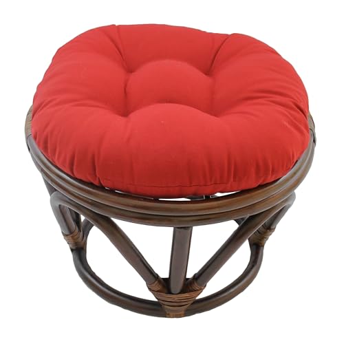 Image of Blazing Needles Solid Twill Round Footstool Cushion, 18 inch, Red